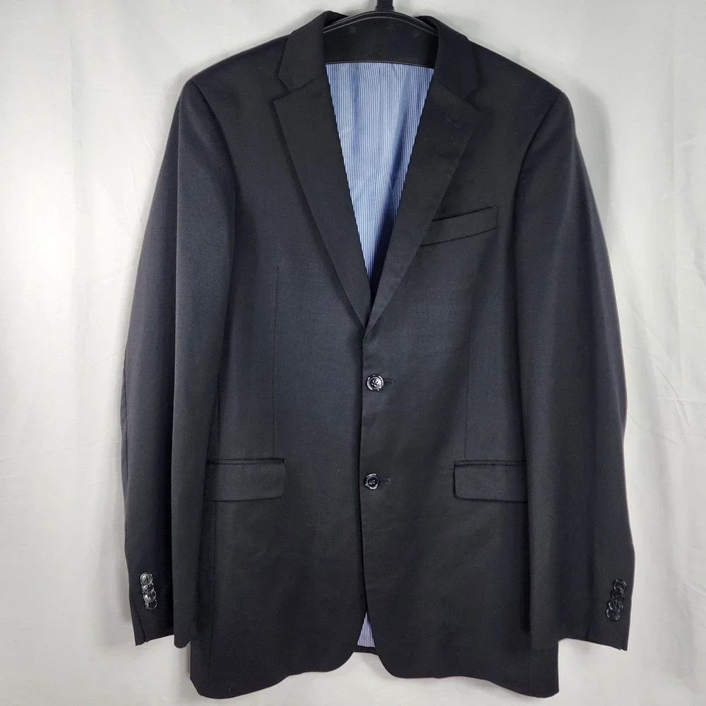 Tommy Hilfiger Mens 38 Long Worsted Wool Blazer Two Button Tailored Classic Gray